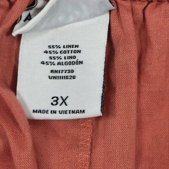 Ava & Viv Women's Plus Size Linen Shorts - 3X, 4X Orange Red - Picture 7 of 8